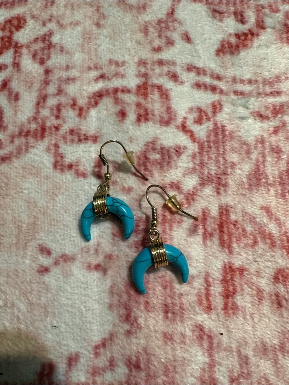 Thrifted Turquoise Crescent Dangle Earrings